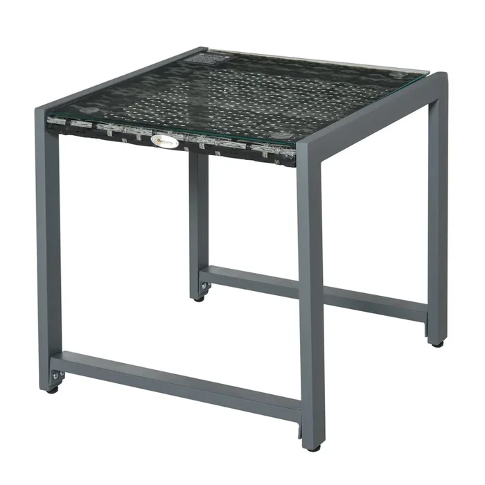 Rattan End Table – Outdoor Wicker Side Coffee Desk for Patio, Garden & Sofa Chat – Elegant Furniture for Home & Leisure Spaces