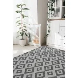 Recycled Cotton Geo Diamond Grey Rug – 160 x 230cm