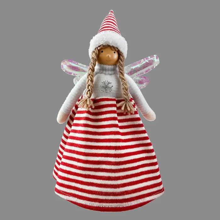 Red & White Candy Cane Themed Fairy Tree Topper 36cm