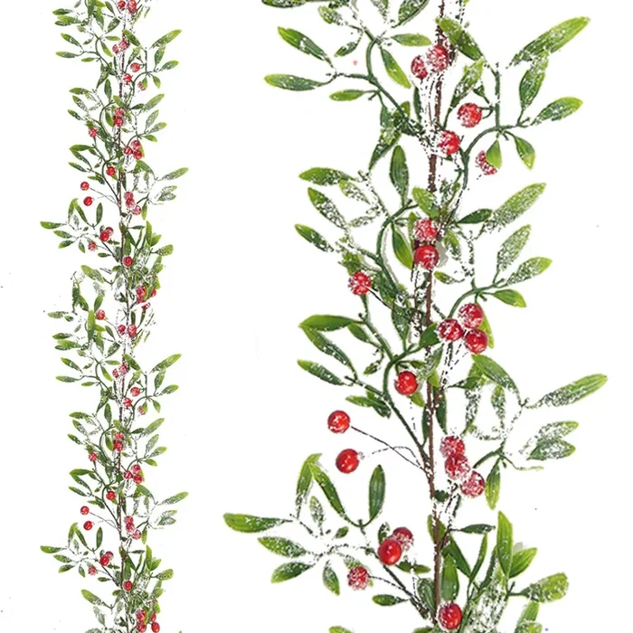 Red Berry and Leaf Snowy Garland – 1.5m
