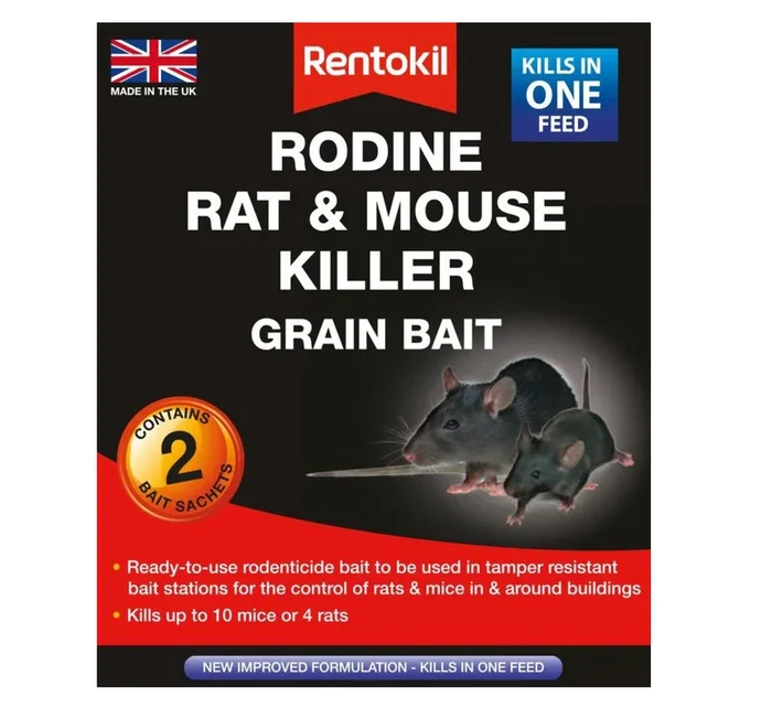Rentokil Rodine Rat & Mouse Killer Grain Bait 2 Sachets