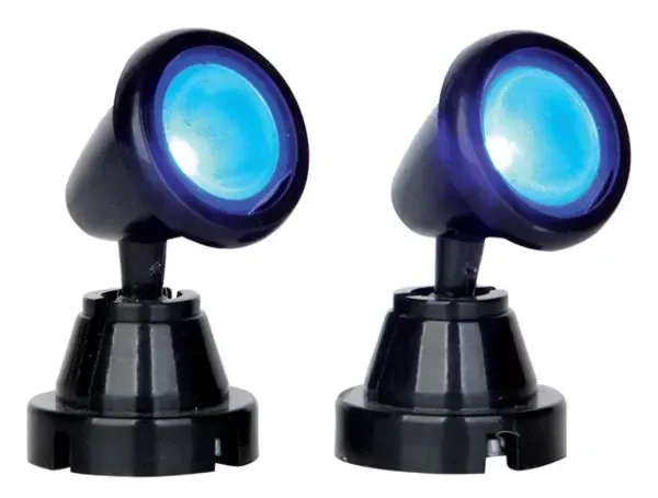 ROUND SPOT LIGHT, BLUE, SET OF 2, Battery Operated (4.5V)