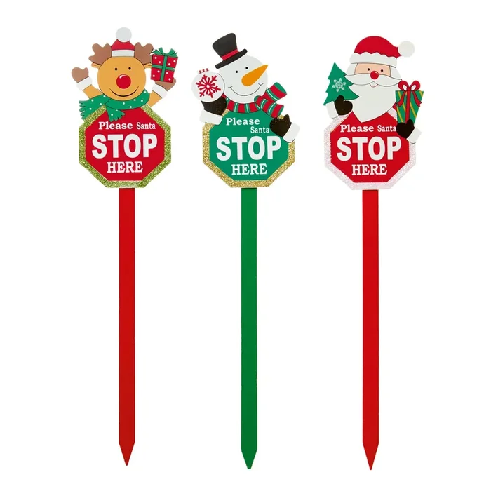 Santa Stop Here Wooden Garden Stake Sign – 49cm
