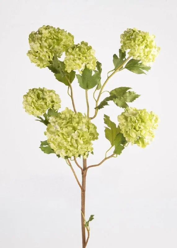 SAVE – Faux Flowers Snowball Flower Stem in Green – 43.5″