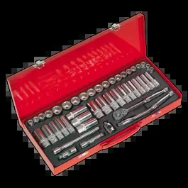 Sealey Socket Set 45pc ⅜inch Sq Drive 6pt WallDrive®- Metric/ Imperial