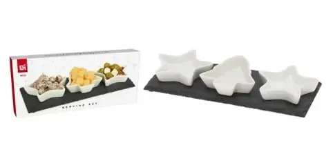 SERVING SET 4PCS ON SLATE PLAT