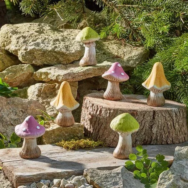 Set of 6 Large Colourful Spotted DecoShroom Mushroom Decoration – 10cm