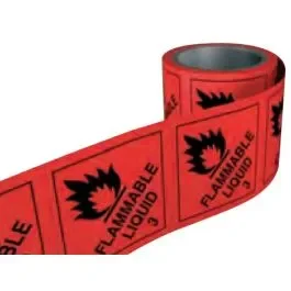 Sign 100×100, Roll of 250 Flammable Liquid Stickers
