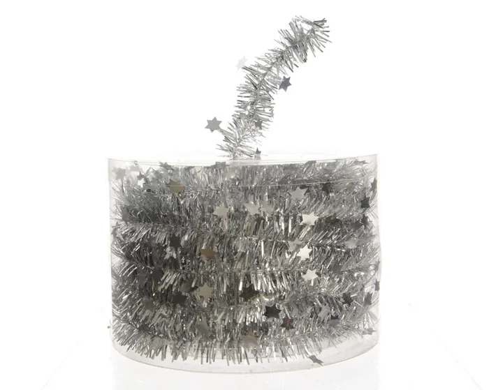 Silver Starry Tinsel Garland – 700cm