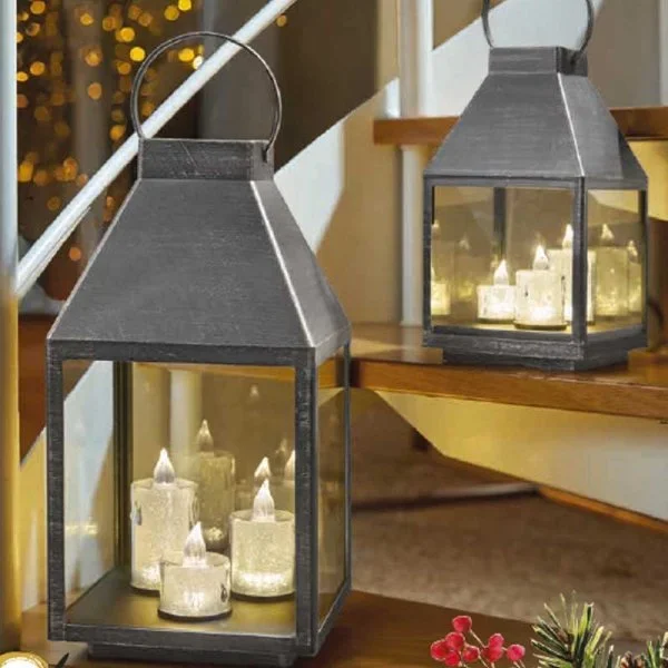 SilverSparkle Light Up Lantern