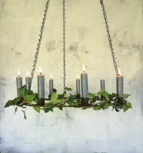 Simple Chandelier Rust with 9 Candleholders 48x90cm