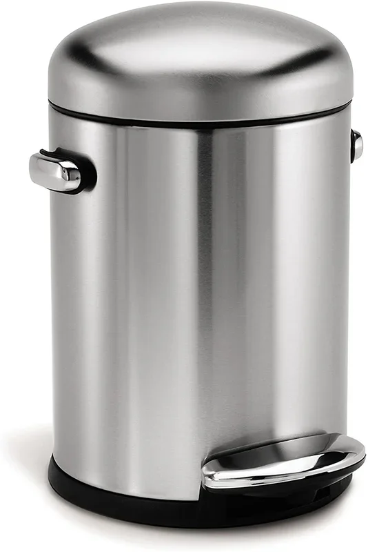 Simplehuman Round Retro Pedal Bin Brushed Stainless Steel 4.5L