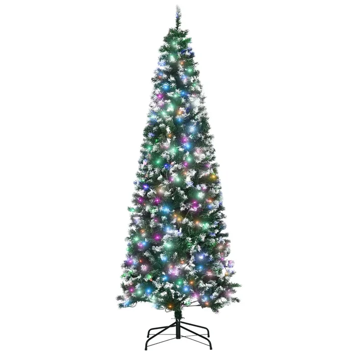 Slim 7-Ft Pre-Lit Artificial Christmas Tree – Realistic Branches, 350 Colorful LED Lights, 818 Tips – Ideal for Festive Xmas Decorations