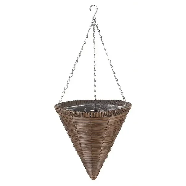 Smart Garden Chestnut Faux Rattan Hanging Cone – 14”