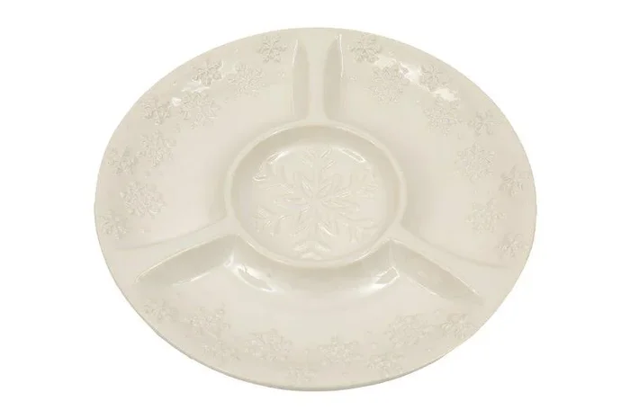 Snowflake Chips & Dip Design Christmas Party Plate – 34.4cm