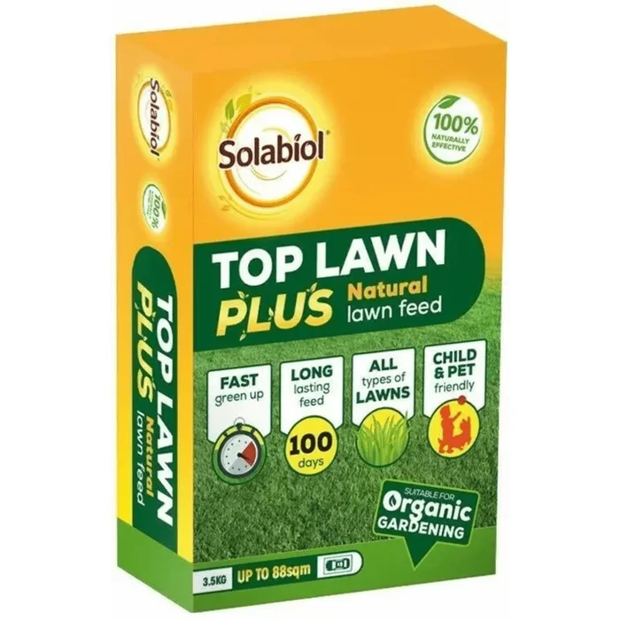 Solabiol Top Lawn Plus Natural Child Pet Safe Feed Fertiliser 3.5kg – 88sqm