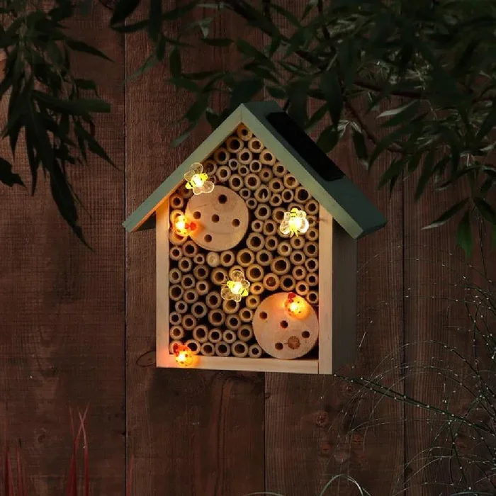 Solar Powered Bee & Ladybird LEDs Insect House