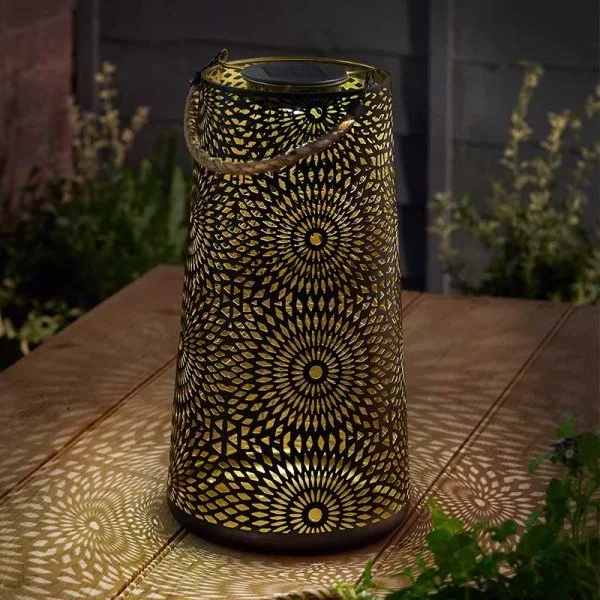 Solar Powered XL Muscat Metal Mosaic Lantern