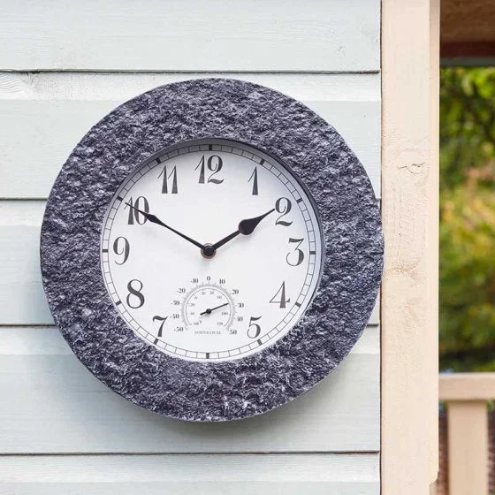 Special Offer Stonegate Grey Granite Outdoor Wall Clock