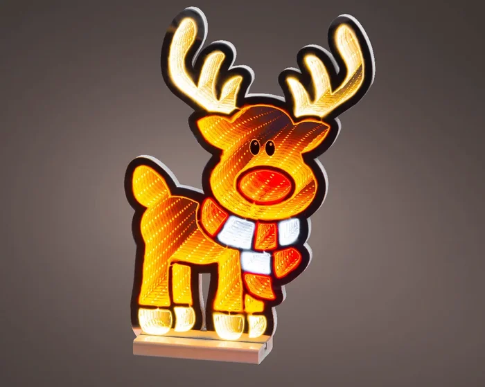 Standing Reindeer in Scarf Infinity Mirror Light – 40cm