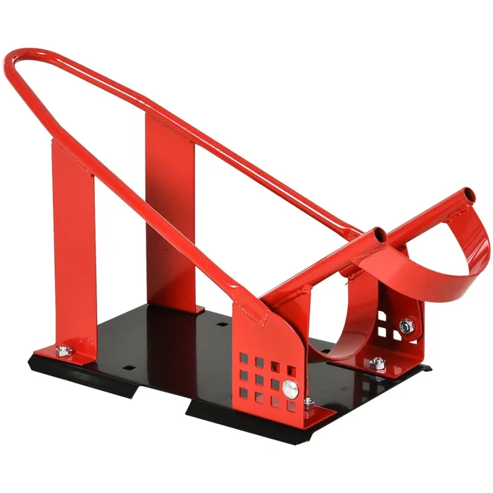 Steel Motorcycle Wheel Chock – Freestanding, Secure Bike Stability in Red – Ideal for Maintenance and Storage Stability
