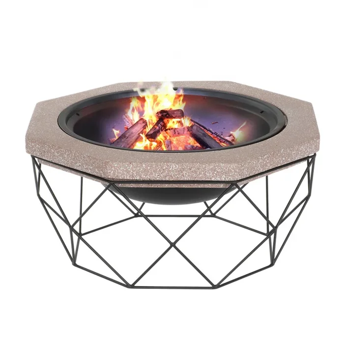 Stone Effect Fire Pit with BBQ Grill
