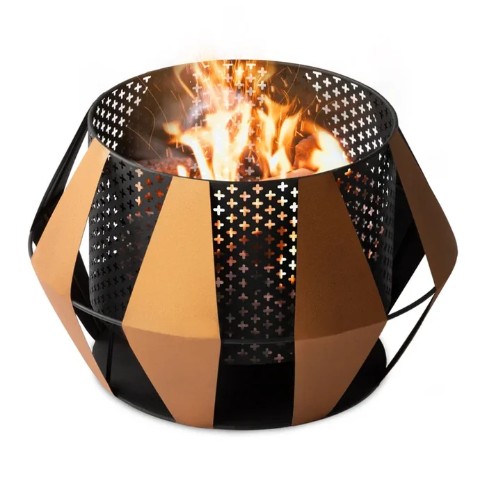 Sunburst Iron Fire Pit with BBQ grill – Black / Bronze