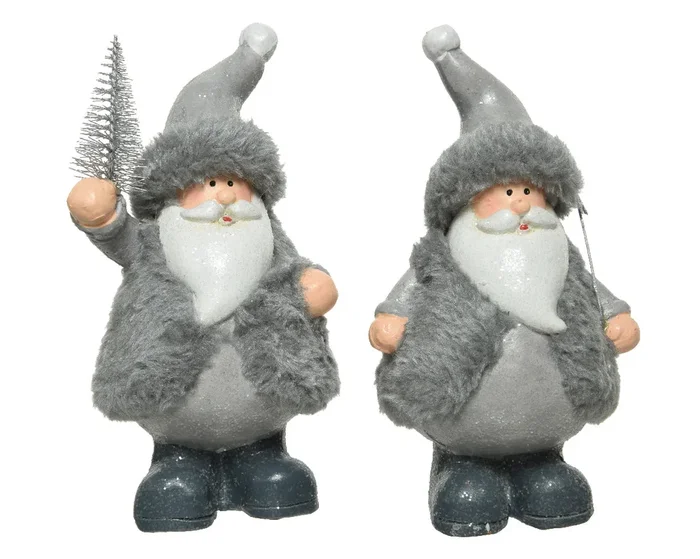 Terracotta Grey Santa Decoration