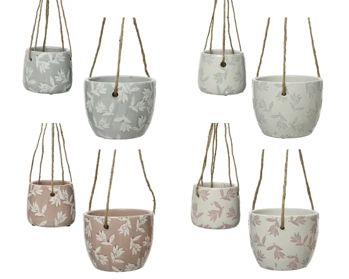 Terracotta Hanging Planter with Leaf Design