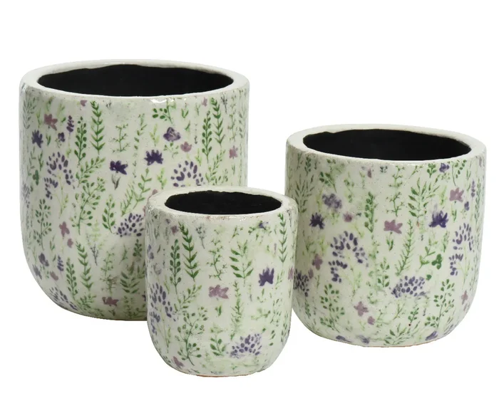 Terracotta Painted Flower Glazed House Plant Pot