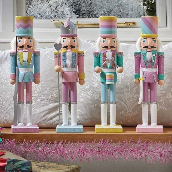 Three Kings Marshmallow Major Pastel Rainbow Wooden Nutcracker – 38cm