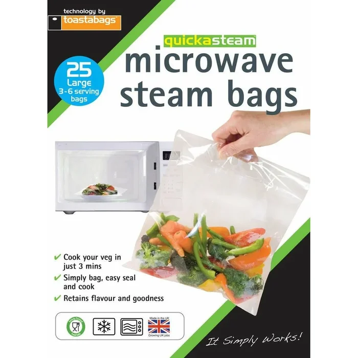 Toastabags Microwave Steam Bags – Pack of 25 Large Bags