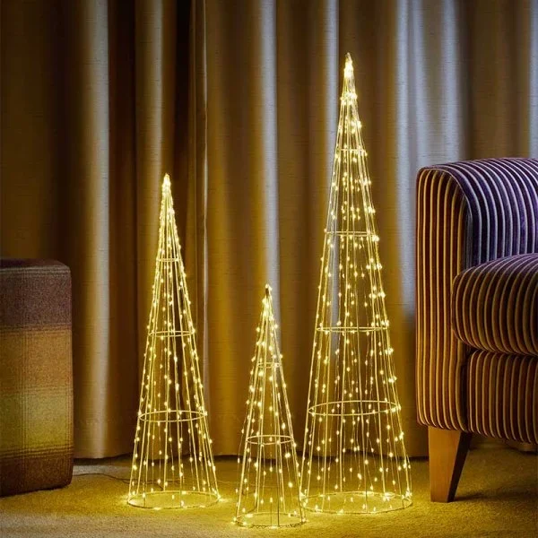 TreeCone Trio with 654 Warm White LED Lights