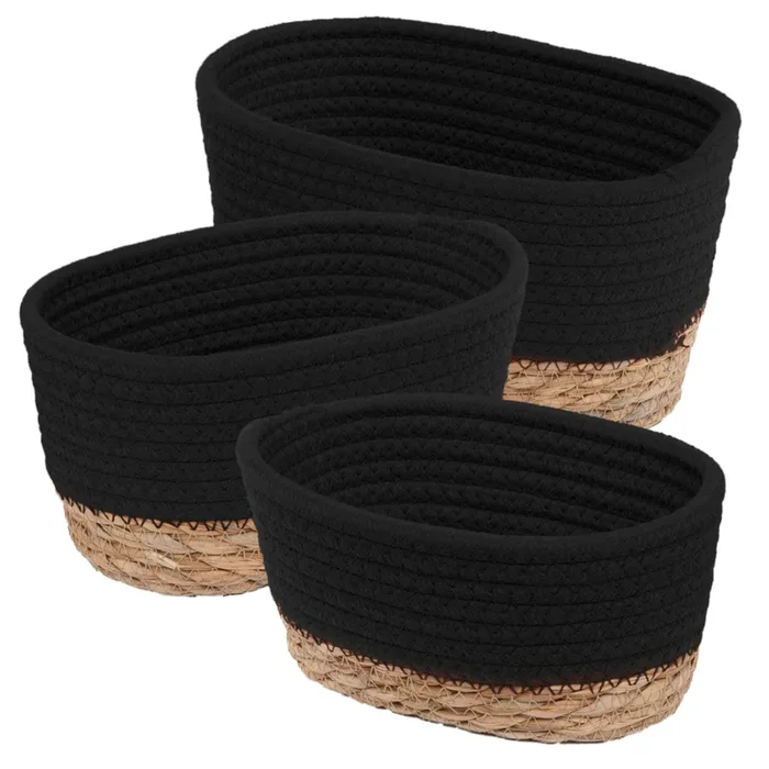 Tulla Seagrass Basket Set -Charcoal
