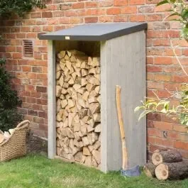 Vintage Look Log Store with Dark Grey Trim