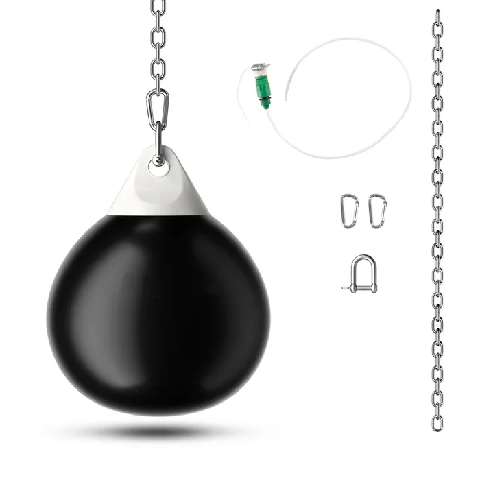 Water Punching Bag with Adjustable Metal Chain and Insurance Buckles-Black