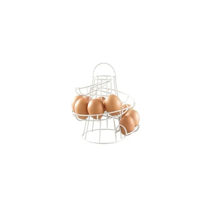 White Kitchen Spiral Egg Holder – Holds up to 18 Eggs