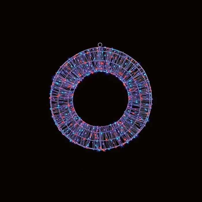 White Wire Wreath with 600 Twinkling Multi Coloured LEDs – 45cm