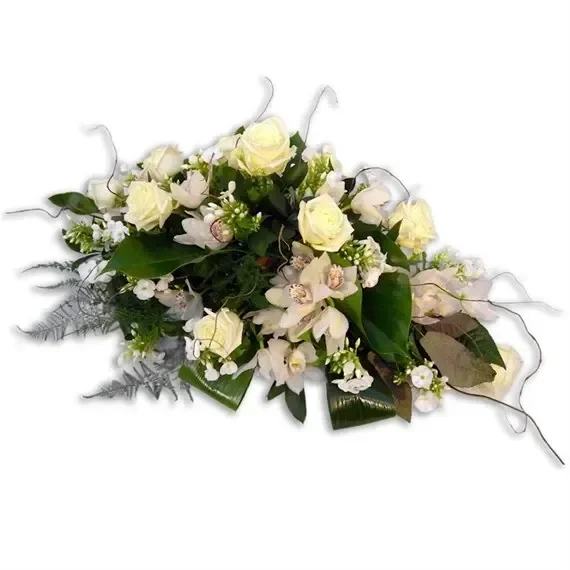 With Sympathy Flowers – White and Cream Orchid Double Ended Spray – 6ft