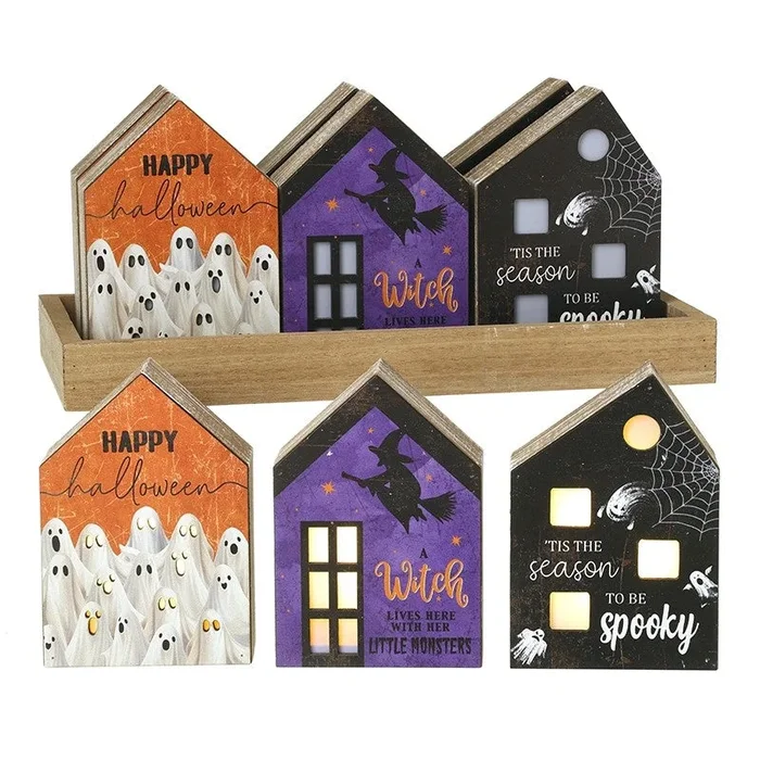 Wood LED Halloween Houses