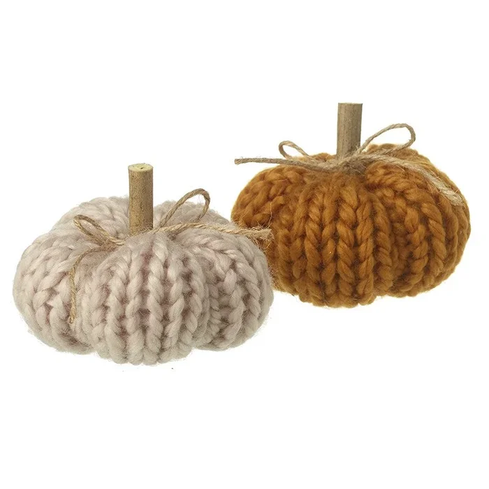 Wool Knitted Pumpkins Set Of 2
