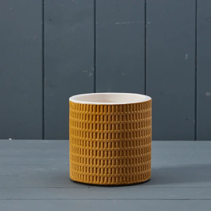 Yellow Dimpled Textured Ceramic House Plant Pot – 12cm